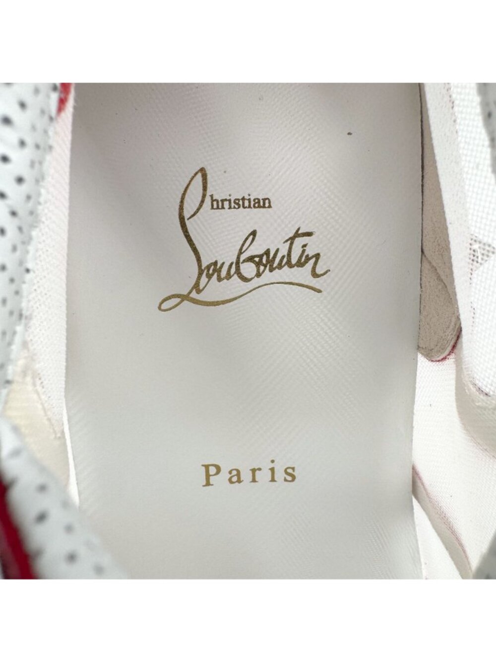 Christian Louboutin Sharkina White Mesh Red Sneakers Size 39.5 US 9.5 Women 6924 - Picture 13 of 15